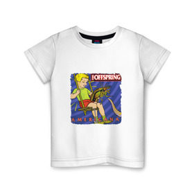 Детская футболка хлопок с принтом The Offspring - americana в Санкт-Петербурге, 100% хлопок | круглый вырез горловины, полуприлегающий силуэт, длина до линии бедер | the offspring | качели | офспринг | оффспринг | рок | таракан | щупальце