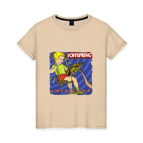 Женская футболка хлопок с принтом The Offspring - americana в Санкт-Петербурге, 100% хлопок | прямой крой, круглый вырез горловины, длина до линии бедер, слегка спущенное плечо | the offspring | качели | офспринг | оффспринг | рок | таракан | щупальце