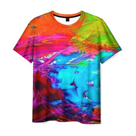 Мужская футболка 3D с принтом Tie-dye в Санкт-Петербурге, 100% полиэфир | прямой крой, круглый вырез горловины, длина до линии бедер | abstraction | color | spray | tie dye | абстракция | акварель | живопись | искусство | краски | текстуры | цветные краски | яркие цвета