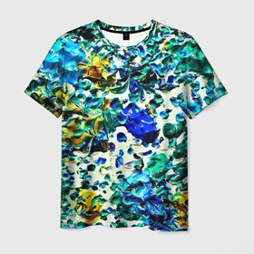 Мужская футболка 3D с принтом Акварельные капли в Санкт-Петербурге, 100% полиэфир | прямой крой, круглый вырез горловины, длина до линии бедер | abstraction | color | spray | tie dye | абстракция | акварель | живопись | искусство | краски | текстуры | цветные краски | яркие цвета