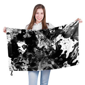 Флаг 3D с принтом Чёрная краска в Санкт-Петербурге, 100% полиэстер | плотность ткани — 95 г/м2, размер — 67 х 109 см. Принт наносится с одной стороны | abstraction | color | spray | tie dye | абстракция | акварель | живопись | искусство | краски | текстуры | цветные краски | яркие цвета
