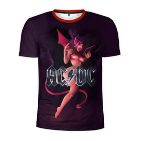 Мужская футболка 3D спортивная с принтом AC/DC в Санкт-Петербурге, 100% полиэстер с улучшенными характеристиками | приталенный силуэт, круглая горловина, широкие плечи, сужается к линии бедра | ac dc | angus | hard | heavy | metal | rock. music | девушка | демон | дьявол | черт | чертик