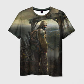 Мужская футболка 3D с принтом Stalker в Санкт-Петербурге, 100% полиэфир | прямой крой, круглый вырез горловины, длина до линии бедер | Тематика изображения на принте: stalker | сталкер