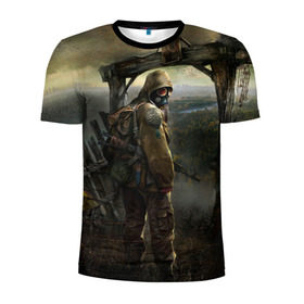 Мужская футболка 3D спортивная с принтом Stalker в Санкт-Петербурге, 100% полиэстер с улучшенными характеристиками | приталенный силуэт, круглая горловина, широкие плечи, сужается к линии бедра | stalker | сталкер