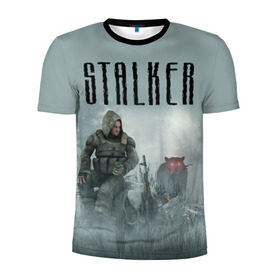 Мужская футболка 3D спортивная с принтом Stalker в Санкт-Петербурге, 100% полиэстер с улучшенными характеристиками | приталенный силуэт, круглая горловина, широкие плечи, сужается к линии бедра | stalker | сталкер