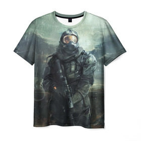 Мужская футболка 3D с принтом Stalker в Санкт-Петербурге, 100% полиэфир | прямой крой, круглый вырез горловины, длина до линии бедер | stalker | сталкер