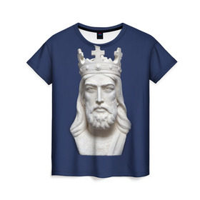 Женская футболка 3D с принтом Король Артур в Санкт-Петербурге, 100% полиэфир ( синтетическое хлопкоподобное полотно) | прямой крой, круглый вырез горловины, длина до линии бедер | king | англия | артур | британия | великобритания | король | корона | лондон