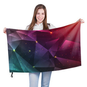 Флаг 3D с принтом Colorful triangles в Санкт-Петербурге, 100% полиэстер | плотность ткани — 95 г/м2, размер — 67 х 109 см. Принт наносится с одной стороны | Тематика изображения на принте: polygonal | абстракция | текстура