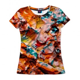 Женская футболка 3D с принтом Tie-Dye в Санкт-Петербурге, 100% полиэфир ( синтетическое хлопкоподобное полотно) | прямой крой, круглый вырез горловины, длина до линии бедер | abstraction | color | spray | tie dye | абстракция | акварель | живопись | искусство | краски | текстуры | цветные краски | яркие цвета