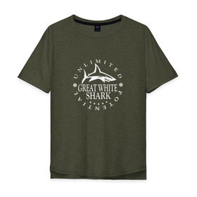Мужская футболка хлопок Oversize с принтом White Shark Black в Санкт-Петербурге, 100% хлопок | свободный крой, круглый ворот, “спинка” длиннее передней части | акула | настроение | новая | пацанская | позитив | прикольные картинки