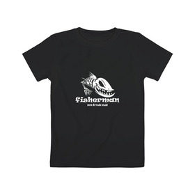 Детская футболка хлопок с принтом Fisherman Pro Black в Санкт-Петербурге, 100% хлопок | круглый вырез горловины, полуприлегающий силуэт, длина до линии бедер | Тематика изображения на принте: 
