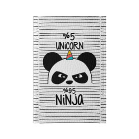 Обложка для паспорта матовая кожа с принтом 5% Единорог 95% Ниндзя в Санкт-Петербурге, натуральная матовая кожа | размер 19,3 х 13,7 см; прозрачные пластиковые крепления | Тематика изображения на принте: animals | ninja | panda | rainbow | stripes | единорог | животные | зверь | линии | ниндзя | панда | полосы | радуга | самурай