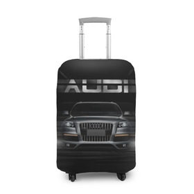 Чехол для чемодана 3D с принтом Audi Q7 скорость в Санкт-Петербурге, 86% полиэфир, 14% спандекс | двустороннее нанесение принта, прорези для ручек и колес | audi | авто | автомобиль | ауди | кольца | красивая | кроссовер | крутая | марка | машина | надпись | немецкая иномарка | прикольная | тачка | черная | эмблема