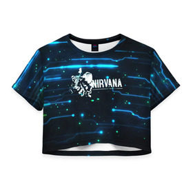 Женская футболка 3D укороченная с принтом Схема Nirvana (Курт Кобейн) в Санкт-Петербурге, 100% полиэстер | круглая горловина, длина футболки до линии талии, рукава с отворотами | kurt cobain | микросхема | нирвана | плата
