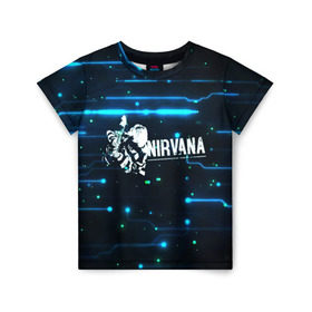 Детская футболка 3D с принтом Схема Nirvana (Курт Кобейн) в Санкт-Петербурге, 100% гипоаллергенный полиэфир | прямой крой, круглый вырез горловины, длина до линии бедер, чуть спущенное плечо, ткань немного тянется | kurt cobain | микросхема | нирвана | плата