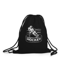 Рюкзак-мешок 3D с принтом Championship Hockey! в Санкт-Петербурге, 100% полиэстер | плотность ткани — 200 г/м2, размер — 35 х 45 см; лямки — толстые шнурки, застежка на шнуровке, без карманов и подкладки | bandy | hockey | клюшка | коньки | лед | спорт | хоккей