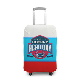 Чехол для чемодана 3D с принтом Академия хоккея в Санкт-Петербурге, 86% полиэфир, 14% спандекс | двустороннее нанесение принта, прорези для ручек и колес | bandy | hockey | клюшка | коньки | лед | россия | русский хоккей | спорт | хоккей