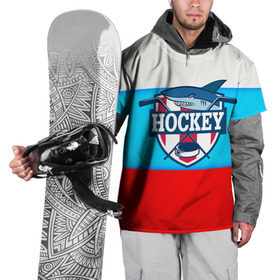 Накидка на куртку 3D с принтом Акула хоккея в Санкт-Петербурге, 100% полиэстер |  | Тематика изображения на принте: bandy | hockey | клюшка | коньки | лед | россия | русский хоккей | спорт | хоккей