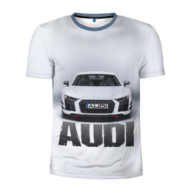 Мужская футболка 3D спортивная с принтом Audi серебро в Санкт-Петербурге, 100% полиэстер с улучшенными характеристиками | приталенный силуэт, круглая горловина, широкие плечи, сужается к линии бедра | ауди | машина
