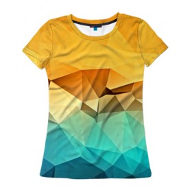Женская футболка 3D с принтом Битва геометрий в Санкт-Петербурге, 100% полиэфир ( синтетическое хлопкоподобное полотно) | прямой крой, круглый вырез горловины, длина до линии бедер | polygon | абстракция | геометрия | текстуры | треугольники