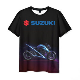 Мужская футболка 3D с принтом Suzuki в Санкт-Петербурге, 100% полиэфир | прямой крой, круглый вырез горловины, длина до линии бедер | suzuki | байк | мотик | мото | мотоцикл | спортбайк | сузуки