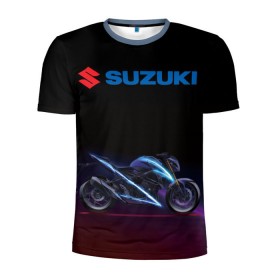 Мужская футболка 3D спортивная с принтом Suzuki в Санкт-Петербурге, 100% полиэстер с улучшенными характеристиками | приталенный силуэт, круглая горловина, широкие плечи, сужается к линии бедра | Тематика изображения на принте: suzuki | байк | мотик | мото | мотоцикл | спортбайк | сузуки