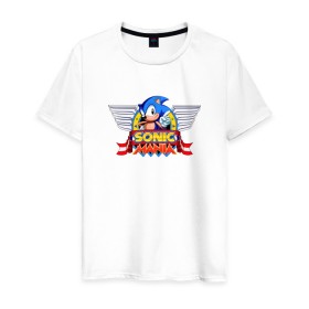 Мужская футболка хлопок с принтом Sonic MANIA в Санкт-Петербурге, 100% хлопок | прямой крой, круглый вырез горловины, длина до линии бедер, слегка спущенное плечо. | mania | sega | sonic | sonic mania | ежик | соник