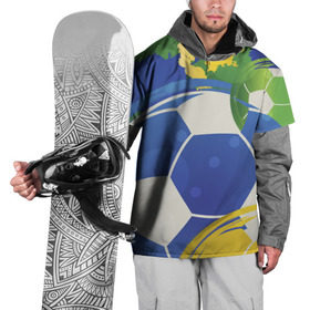 Накидка на куртку 3D с принтом Яркий футбол в Санкт-Петербурге, 100% полиэстер |  | бразилия | желтый | зеленый | игра | мяч | синий | цвет