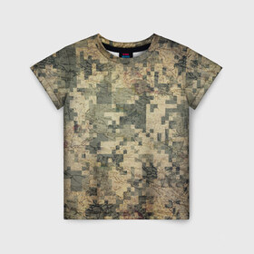 Детская футболка 3D с принтом Khaki 2 в Санкт-Петербурге, 100% гипоаллергенный полиэфир | прямой крой, круглый вырез горловины, длина до линии бедер, чуть спущенное плечо, ткань немного тянется | армейская | военная | камуфляж | хаки