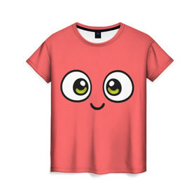 Женская футболка 3D с принтом Эмодзи / Смайл в Санкт-Петербурге, 100% полиэфир ( синтетическое хлопкоподобное полотно) | прямой крой, круглый вырез горловины, длина до линии бедер | глаза | милые | подарок | смайл | смайлик | улыбка | эмодзи | эмоции