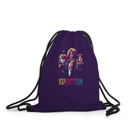 Рюкзак-мешок 3D с принтом Led Zeppelin Color в Санкт-Петербурге, 100% полиэстер | плотность ткани — 200 г/м2, размер — 35 х 45 см; лямки — толстые шнурки, застежка на шнуровке, без карманов и подкладки | рок