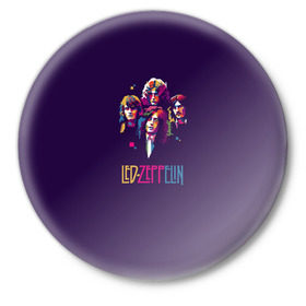 Значок с принтом Led Zeppelin Color в Санкт-Петербурге,  металл | круглая форма, металлическая застежка в виде булавки | Тематика изображения на принте: рок