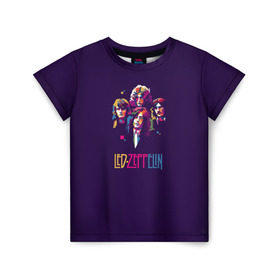 Детская футболка 3D с принтом Led Zeppelin Color в Санкт-Петербурге, 100% гипоаллергенный полиэфир | прямой крой, круглый вырез горловины, длина до линии бедер, чуть спущенное плечо, ткань немного тянется | Тематика изображения на принте: рок