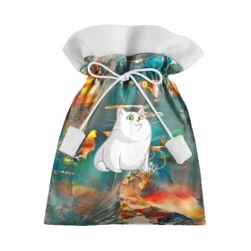 Подарочный 3D мешок с принтом Белый котик в Санкт-Петербурге, 100% полиэстер | Размер: 29*39 см | cat | арт | взгляд | кот | кот хипстер | котёнок | котятки | котятушки | кошечки | кошка | мордочка