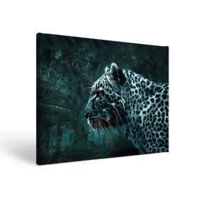 Холст прямоугольный с принтом Леопард неоновый в Санкт-Петербурге, 100% ПВХ |  | Тематика изображения на принте: гепард | леопард | темный | хищник