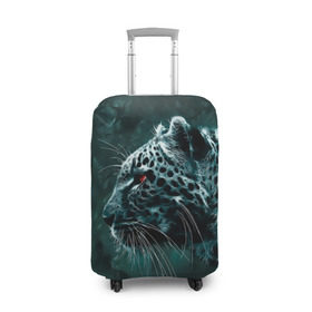 Чехол для чемодана 3D с принтом Леопард неоновый в Санкт-Петербурге, 86% полиэфир, 14% спандекс | двустороннее нанесение принта, прорези для ручек и колес | гепард | леопард | темный | хищник