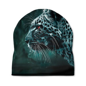 Шапка 3D с принтом Леопард неоновый в Санкт-Петербурге, 100% полиэстер | универсальный размер, печать по всей поверхности изделия | гепард | леопард | темный | хищник