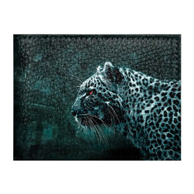 Обложка для студенческого билета с принтом Леопард неоновый в Санкт-Петербурге, натуральная кожа | Размер: 11*8 см; Печать на всей внешней стороне | гепард | леопард | темный | хищник