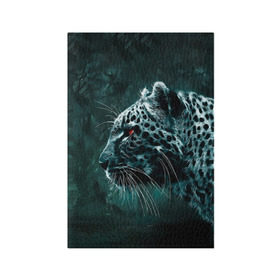 Обложка для паспорта матовая кожа с принтом Леопард неоновый в Санкт-Петербурге, натуральная матовая кожа | размер 19,3 х 13,7 см; прозрачные пластиковые крепления | гепард | леопард | темный | хищник