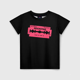 Детская футболка 3D с принтом Rockstar Razor в Санкт-Петербурге, 100% гипоаллергенный полиэфир | прямой крой, круглый вырез горловины, длина до линии бедер, чуть спущенное плечо, ткань немного тянется | auto | dead | grand | red | redemption | theft | бритва | гта | лезвие | рокстар