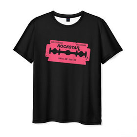 Мужская футболка 3D с принтом Rockstar Razor в Санкт-Петербурге, 100% полиэфир | прямой крой, круглый вырез горловины, длина до линии бедер | Тематика изображения на принте: auto | dead | grand | red | redemption | theft | бритва | гта | лезвие | рокстар
