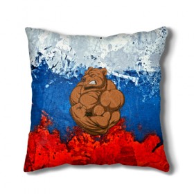 Подушка 3D с принтом Русский медведь в Санкт-Петербурге, наволочка – 100% полиэстер, наполнитель – холлофайбер (легкий наполнитель, не вызывает аллергию). | состоит из подушки и наволочки. Наволочка на молнии, легко снимается для стирки | Тематика изображения на принте: 