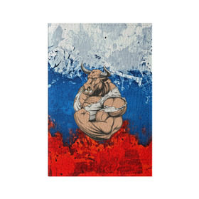 Обложка для паспорта матовая кожа с принтом Буйвол в Санкт-Петербурге, натуральная матовая кожа | размер 19,3 х 13,7 см; прозрачные пластиковые крепления | abstraction | grunge | абстракция | буйвол | бык | краска | русский | триколор | я русский