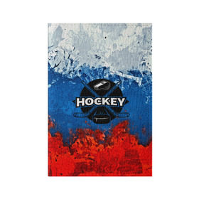 Обложка для паспорта матовая кожа с принтом Хоккей триколор в Санкт-Петербурге, натуральная матовая кожа | размер 19,3 х 13,7 см; прозрачные пластиковые крепления | Тематика изображения на принте: bandy | hockey | клюшка | коньки | лед | россия | русский хоккей | спорт | хоккей | чемпионат