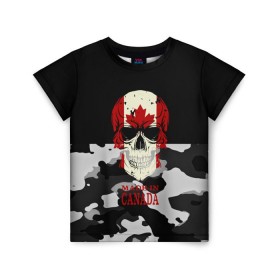Детская футболка 3D с принтом Made in Canada в Санкт-Петербурге, 100% гипоаллергенный полиэфир | прямой крой, круглый вырез горловины, длина до линии бедер, чуть спущенное плечо, ткань немного тянется | camouflage | made in canada | skull | абстракция | города | камуфляж | канада | нация | страны | текстуры | череп