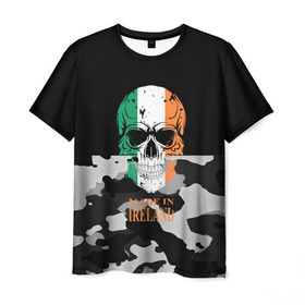 Мужская футболка 3D с принтом Made in Ireland в Санкт-Петербурге, 100% полиэфир | прямой крой, круглый вырез горловины, длина до линии бедер | camouflage | made in ireland | skull | абстракция | города | ирландия | камуфляж | нация | страны | текстуры | череп