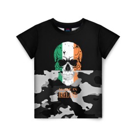 Детская футболка 3D с принтом Made in Ireland в Санкт-Петербурге, 100% гипоаллергенный полиэфир | прямой крой, круглый вырез горловины, длина до линии бедер, чуть спущенное плечо, ткань немного тянется | camouflage | made in ireland | skull | абстракция | города | ирландия | камуфляж | нация | страны | текстуры | череп