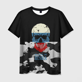 Мужская футболка 3D с принтом Made in Russia в Санкт-Петербурге, 100% полиэфир | прямой крой, круглый вырез горловины, длина до линии бедер | camouflage | made in russia | skull | абстракция | города | камуфляж | нация | россия | страны | текстуры | череп
