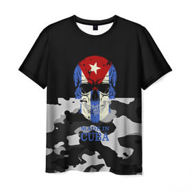 Мужская футболка 3D с принтом Made in Cuba в Санкт-Петербурге, 100% полиэфир | прямой крой, круглый вырез горловины, длина до линии бедер | camouflage | made in cuba | skull | абстракция | города | камуфляж | куба | нация | страны | текстуры | череп
