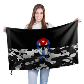 Флаг 3D с принтом Made in Cuba в Санкт-Петербурге, 100% полиэстер | плотность ткани — 95 г/м2, размер — 67 х 109 см. Принт наносится с одной стороны | camouflage | made in cuba | skull | абстракция | города | камуфляж | куба | нация | страны | текстуры | череп